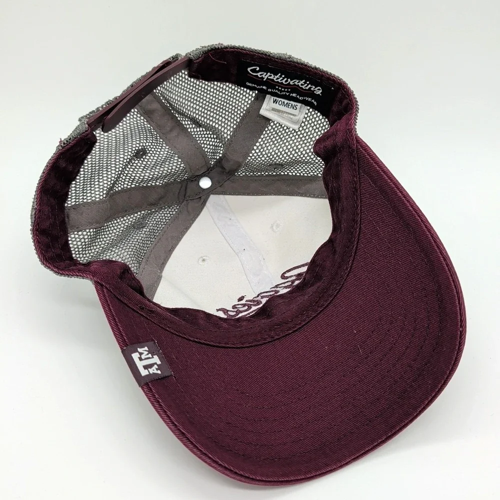 Texas A&M Aggies Hat Women's Mesh Snapback Adjustable Maroon Gray Baseball Cap